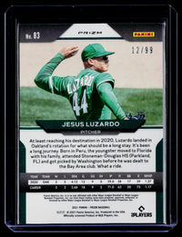 2021 Panini Prizm Baseball Jesus Luzardo Red Prizms #83 /99 - back