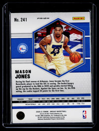 2020-21 Panini Mosaic Basketball Mason Jones Green Fluorescent Mosaic Rookie #241 - back