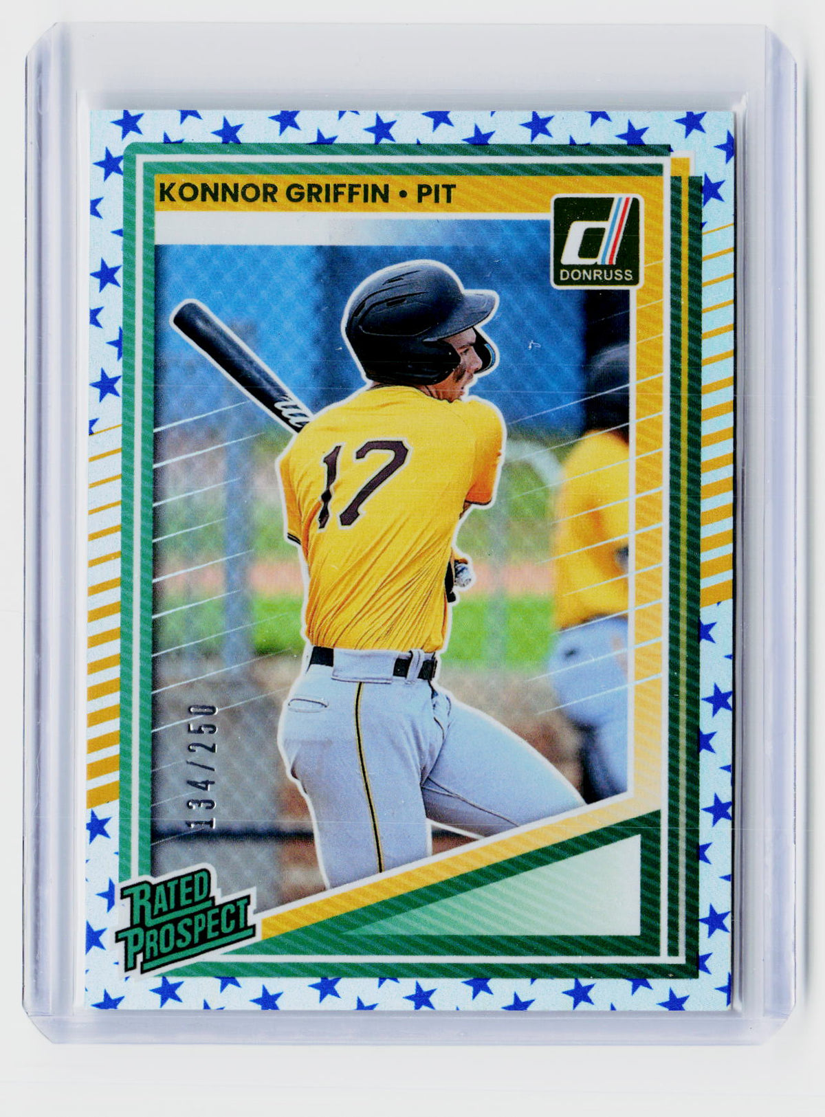 2025 Panini Donruss Rated Prospects Konnor Griffin #123 Blue Stars /250 - front