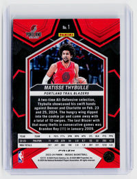 2023-24 Panini Mosaic Basketball Matisse Thybulle Green Mosaic #1 Portland Trail Blazers - back