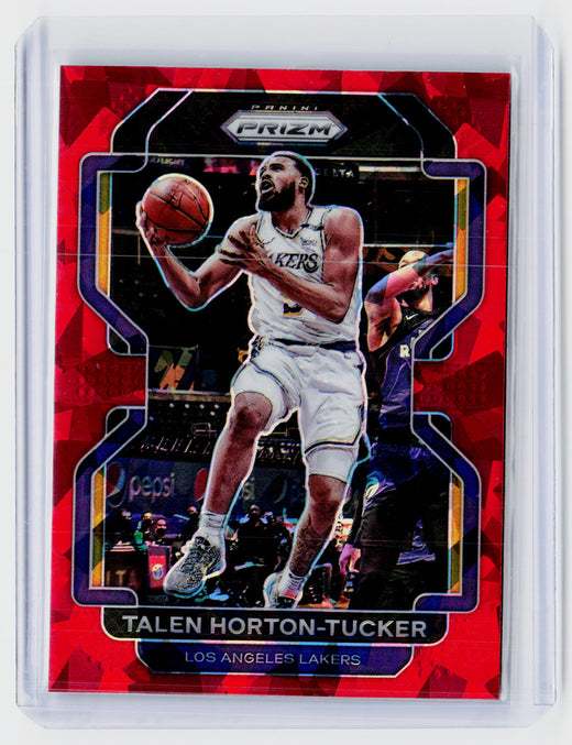 2021-22 Panini Prizm Talen Horton-Tucker Red Ice Prizm #142 Los Angeles Lakers - front