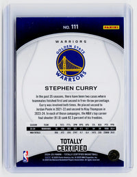 2024-25 Panini Totally Certified Stephen Curry #111 Golden State Warriors - back