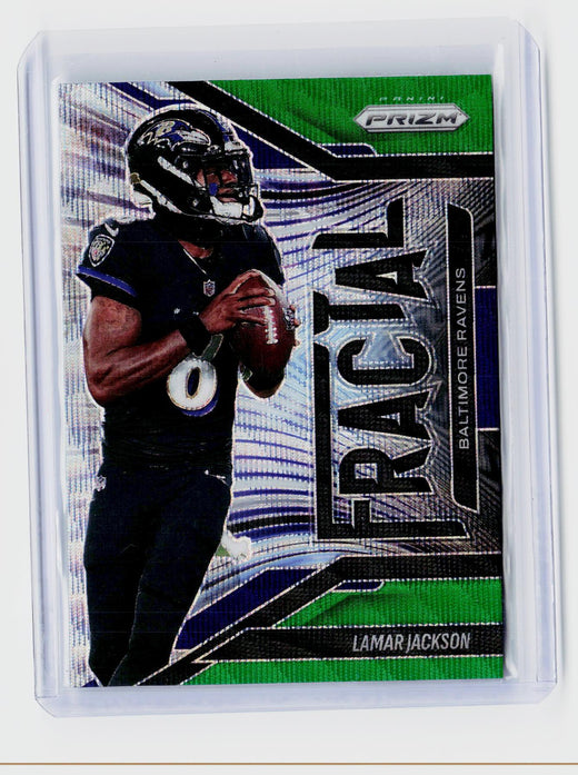 2025 Panini Prizm Football Green Prizm Lamar Jackson No. 2 Baltimore Ravens - front