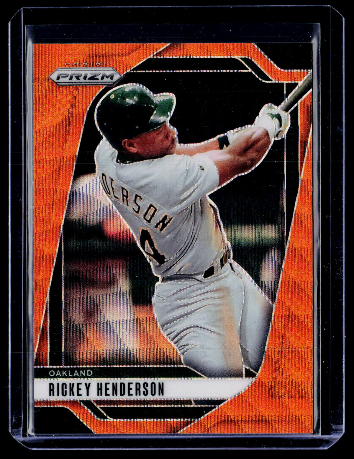 2025 Panini Prizm Baseball Rickey Henderson Orange Wave Prizms #230 44/49 - front
