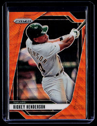 2025 Panini Prizm Baseball Rickey Henderson Orange Wave Prizms #230 44/49 - front