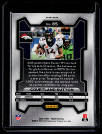 2023 Panini Prizm Football Courtland Sutton #85 orange laser - back