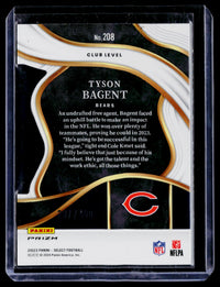 2023 Panini Select Football Tyson Bagent Club Level Rookie Card #208 Bears - back