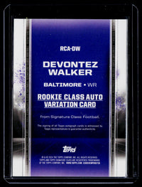 2024 Topps Signature Class Football Devontez Walker Rookie Class Auto Teal #RCA-DW /225 - back