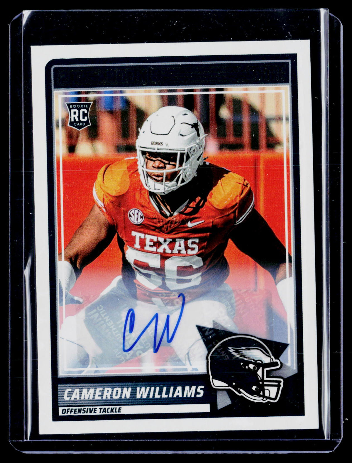 2025 Panini Score Football Rookies Signatures Cameron Williams #66 Auto RC Eagles - front