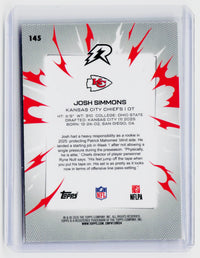 2025 Topps Football Josh Simmons RC #145 Kansas City Chiefs - back