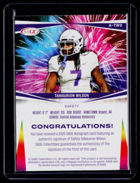 2025 SAGE Autograph TaMaurion Wilson Autograph Card #A-TW2 - back