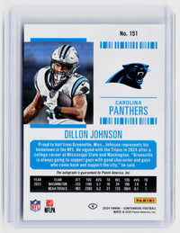 2024 Panini Contenders Football Rookie Ticket Variation Autograph Dillon Johnson RC #151 - back