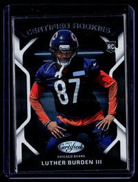 2025 Panini Certified Football Certified Rookies Luther Burden III CRK-LBN Chicago Bears RC - front