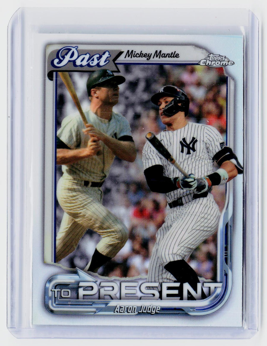 2026 Topps Chrome Past to Present PTP-1 Mickey Mantle Aaron Judge Yankees - front