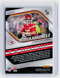 2025 Panini Prizm Football Patrick Mahomes II #26 Green Prizm Kansas City Chiefs - back