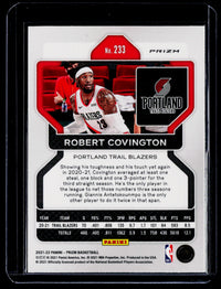 2021-22 Panini Prizm Basketball Robert Covington #233 Portland Trail Blazers - back