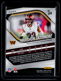 2025 Panini Prizm Football Marshon Lattimore #184 Washington Commanders - back
