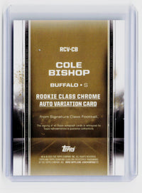 2025 Topps Signature Class Football Cole Bishop Rookie Class Chrome Auto Variation RC Auto RCV-CB - back