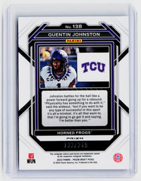 2023 Panini Prizm Draft Picks Quentin Johnston Blue Prizm Rookie #138 /249 - back