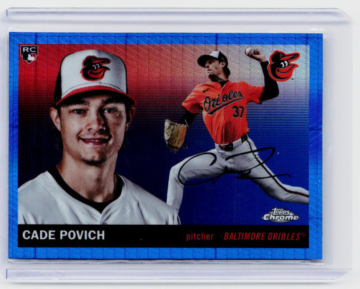 2025 Topps Chrome Cade Povich RC Blue Refractor #319 Baltimore Orioles - front