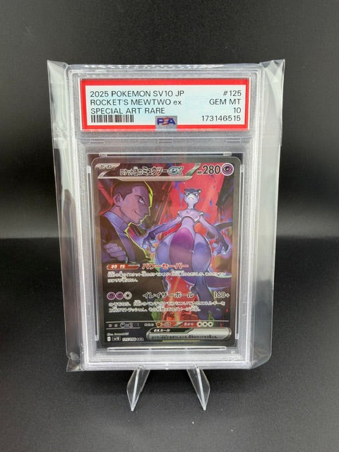 2025 Pokémon SV10 Special Art Rare Team Rocket's Mewtwo ex Japanese #125 PSA 10 - front