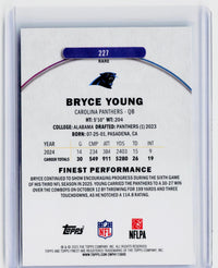 2025 Topps Finest Bryce Young Blue Refractor #227 /150 Carolina Panthers - back
