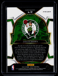 2022-23 Panini Select Basketball Jaylen Brown #32 Green/White/Purple Prizm Concourse - back