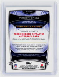 2014 Bowman Chrome Rookie Chrome Refractor Autograph Marion Grice RCRA-MG - back