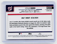 2025 Topps Update Series Dylan Crews RC #US223 Washington Nationals - back