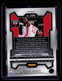 2023-24 Panini Prizm Basketball Adama Sanogo RC #286 Chicago Bulls - back