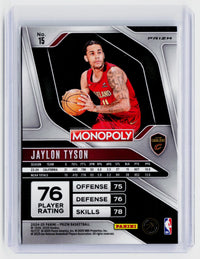 2024-25 Panini Prizm Basketball Jaylon Tyson Rookie Monopoly #15 Cleveland Cavaliers - back