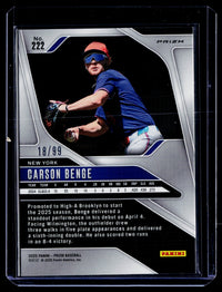 2025 Panini Prizm Baseball Carson Benge Red Checkerboard #222 /99 - back