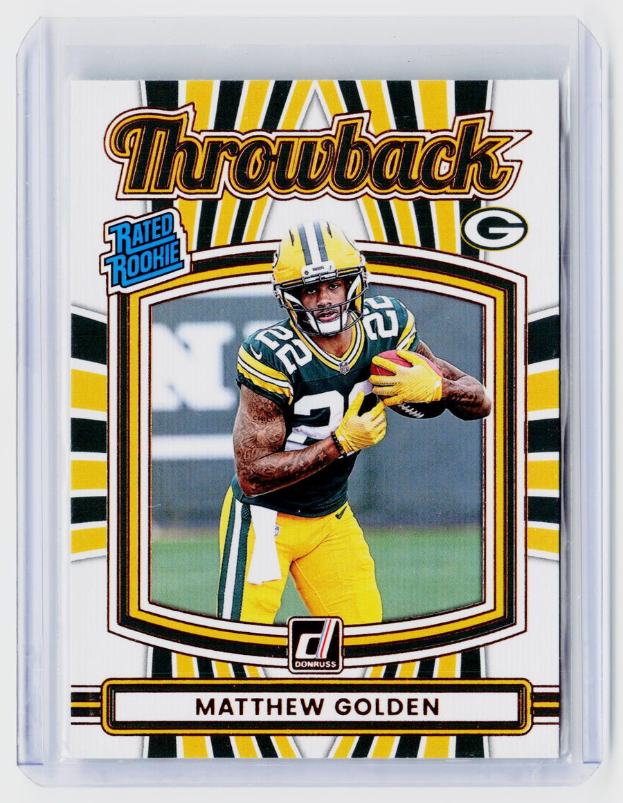 2025 Panini Donruss Throwback Rated Rookie Matthew Golden #9 Green Bay Packers - front