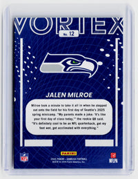 2025 Panini Donruss Vortex Jalen Milroe Rookie Card #12 Seattle Seahawks - back