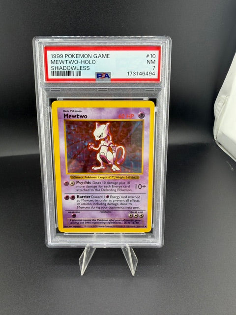 1999 Wizards Pokémon Game Mewtwo-Holo #10 Shadowless PSA 7 - front