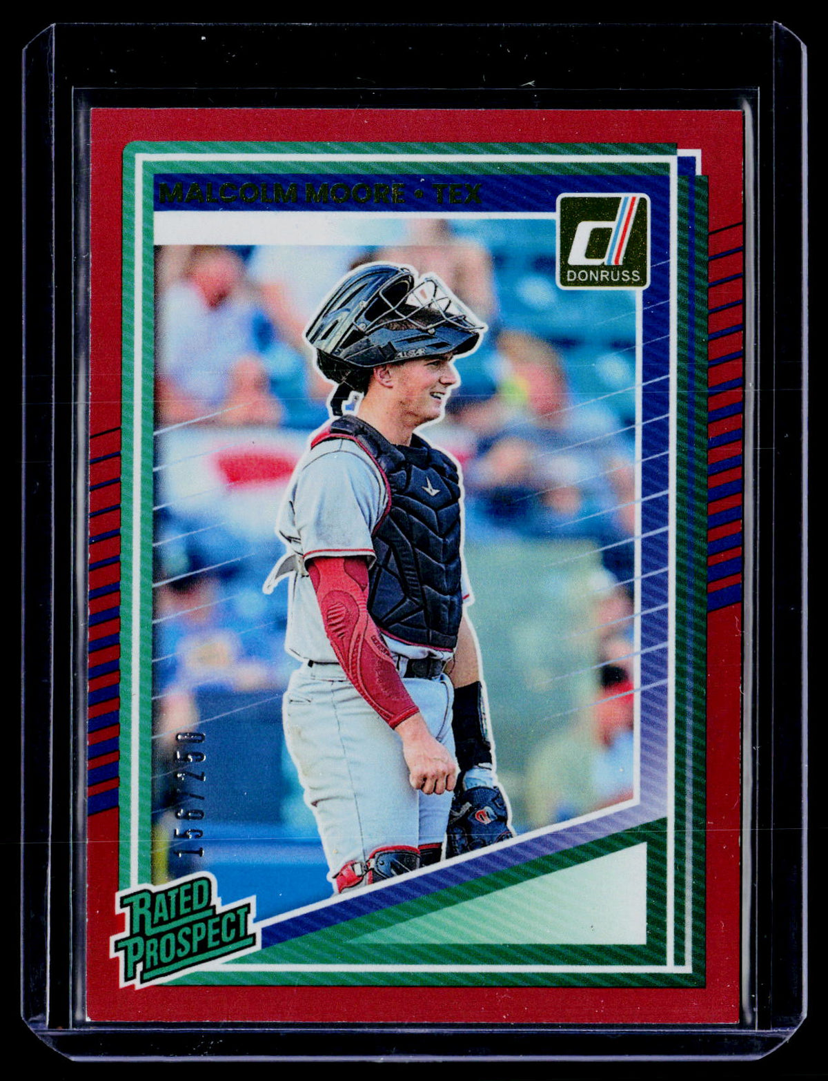 2025 Panini Donruss Rated Prospect Malcolm Moore #124 Red /25 - front