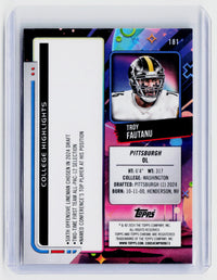 2024 Topps Chrome Football Troy Fautanu Green Geometric Refractor Rookie #181 - back