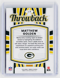 2025 Panini Donruss Throwback Rated Rookie Matthew Golden #9 Green Bay Packers - back