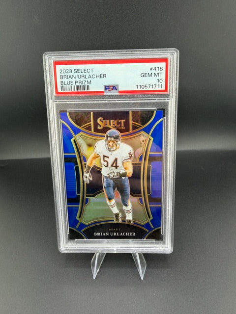 2023 Panini Select Suite Level Brian Urlacher Blue Prizm #418 PSA 10 /99 - front