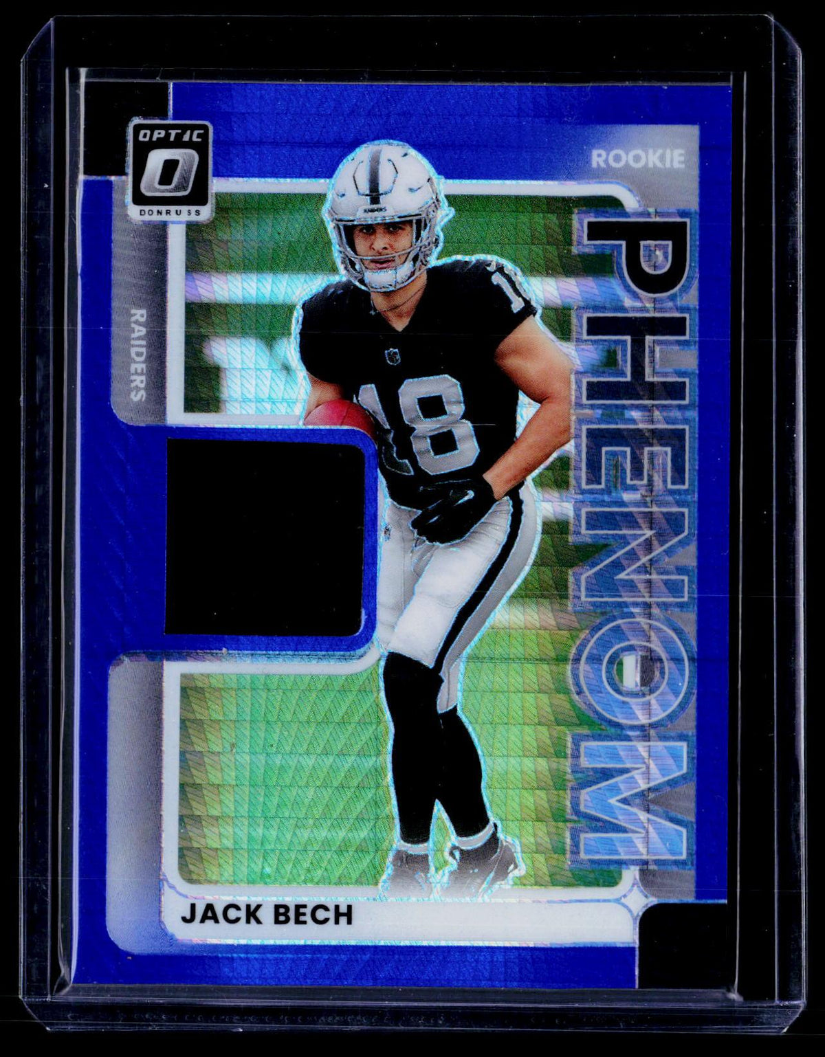 2025 Panini Donruss Optic Rookie Phenom Jack Bech Las Vegas Raiders Memorabilia Card - front