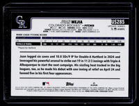 2025 Topps Update Series Juan Mejia RC #US285 Colorado Rockies - back