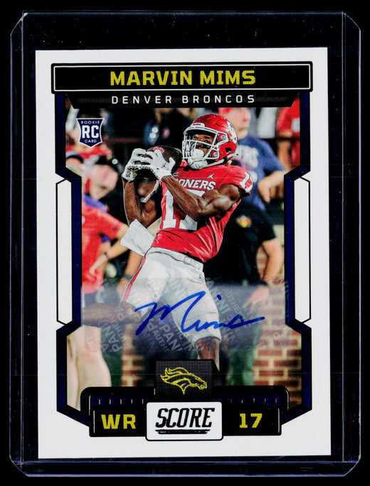 2023 Panini Score Football Rookies Signatures Marvin Mims RC Auto #354 - front