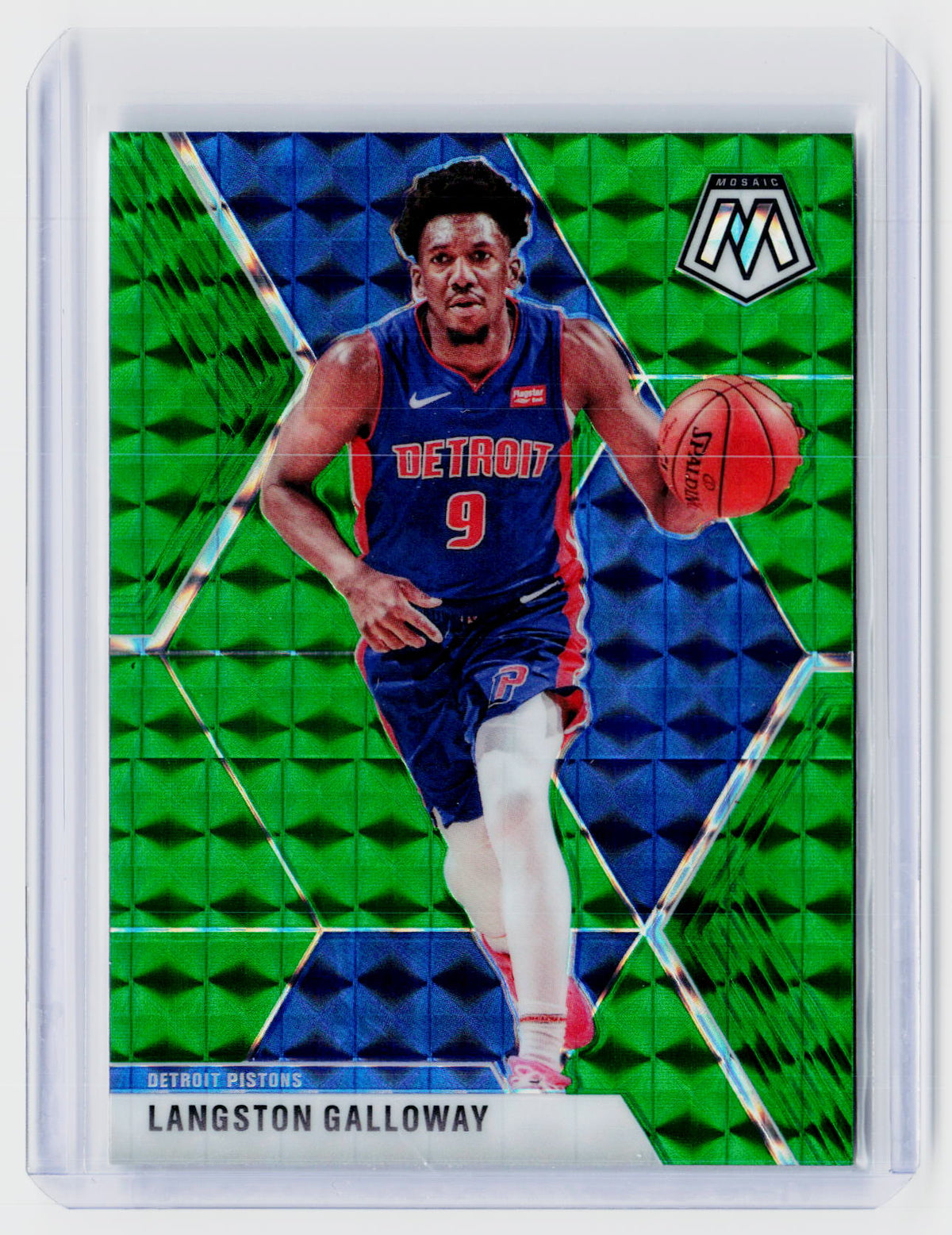 2019-20 Panini Mosaic Green Mosaic Langston Galloway #47 Detroit Pistons - front