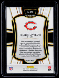 2025 Panini Select Football Colston Loveland Premier Level Rookie Card #172 Chicago Bears - back