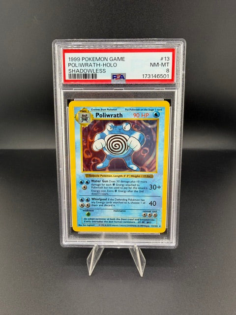 1999 Pokémon Base Set Poliwrath-Holo #13 Shadowless PSA NM-MT 8 - front
