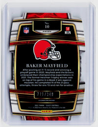 2021 Panini Select Football Baker Mayfield Concourse Green Prizm #10 /349 - back