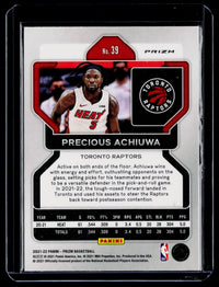 2021-22 Panini Prizm Basketball Precious Achiuwa Ice #39 - back
