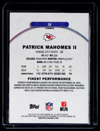 2025 Topps Finest Football #58 Patrick Mahomes II Kansas City Chiefs - back