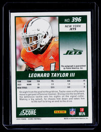 2024 Panini Score Football Rookie Signatures Autograph Leonard Taylor III #396 - back