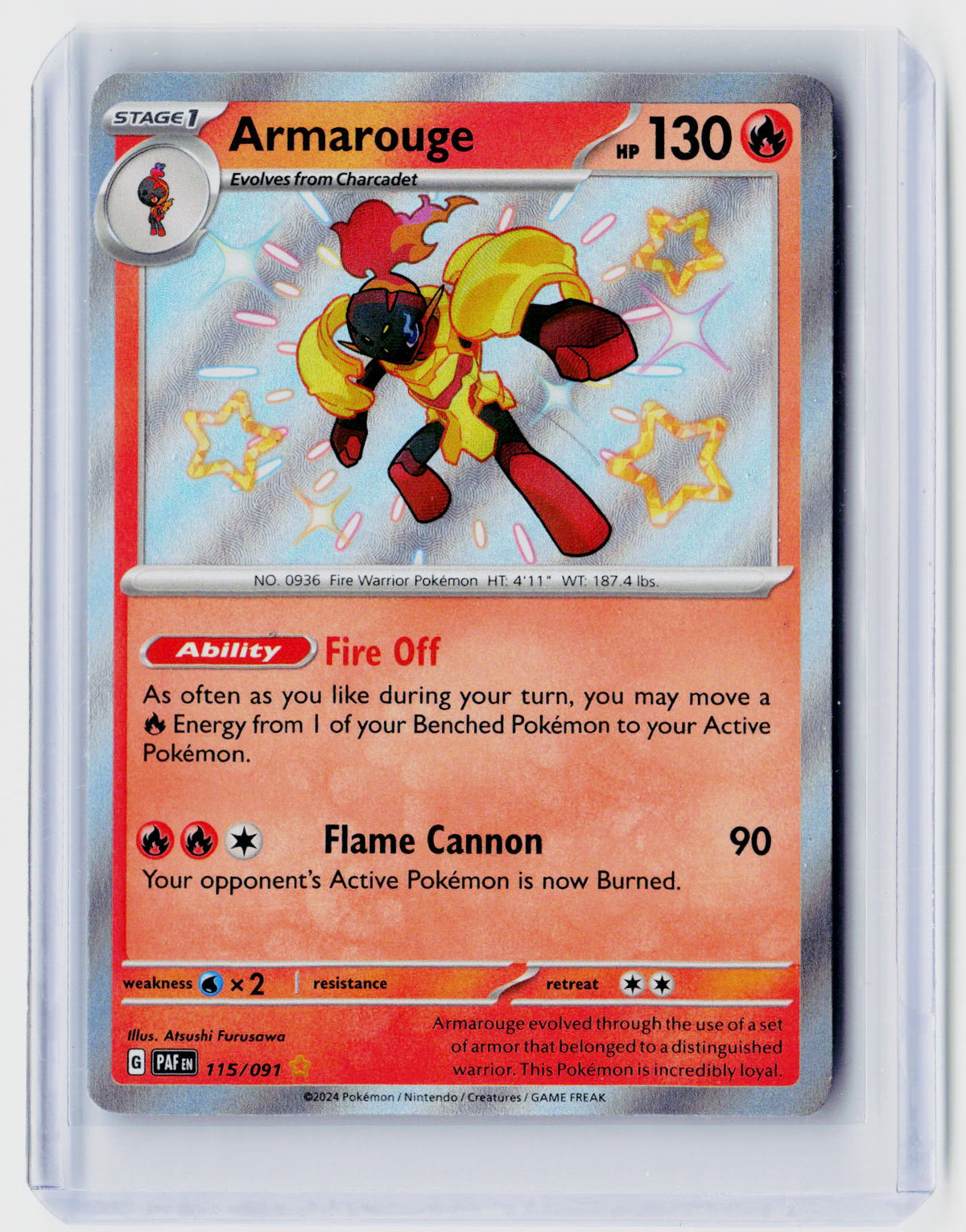 2024 Pokémon Paldean Fates Armarouge Shiny Rare 115/091 - front